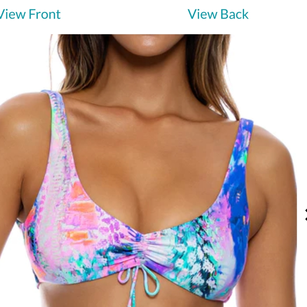 LULI FAMA SHE'S ELECTRIC SCOOP NECK. SWIM TOP